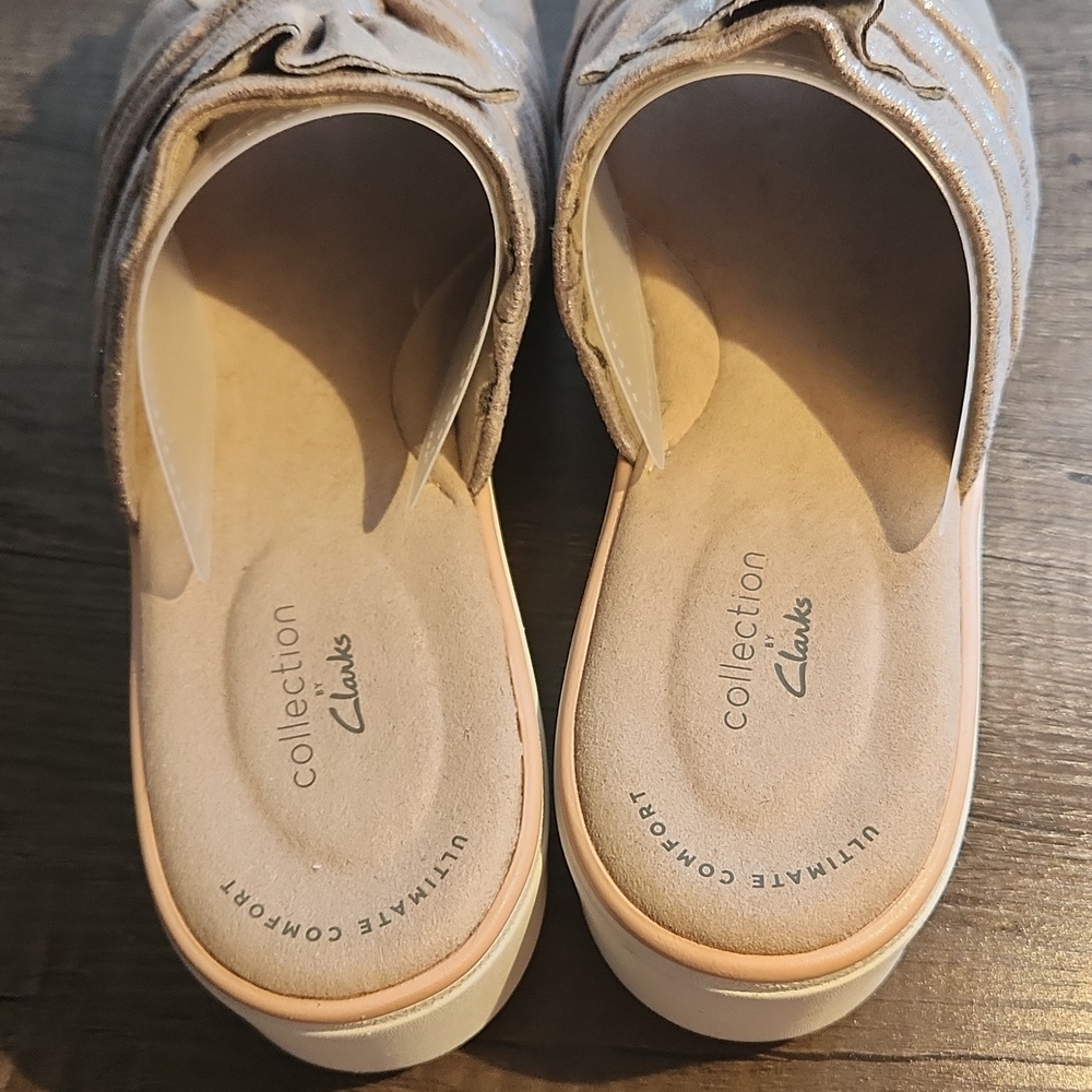 Clarks Suede Sparkle Slip-On Shoe - Neutral Tan - Picture 2 of 10